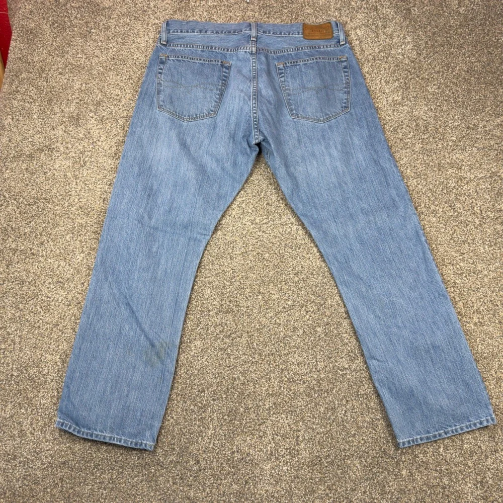 Polo Ralph Lauren Hampton Relaxed Straight‎ Jeans Mens 34 Light Wash Blue Denim